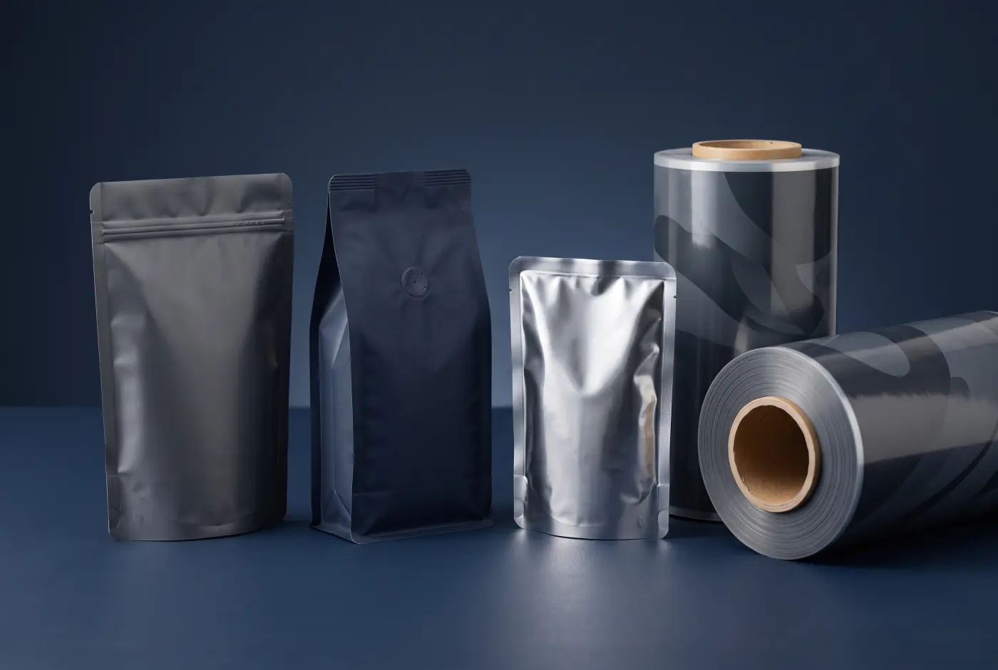 Formatos de empaque flexible BPack: stand-up pouch con zipper, flat bottom con válvula, retort y bobinas de film impreso